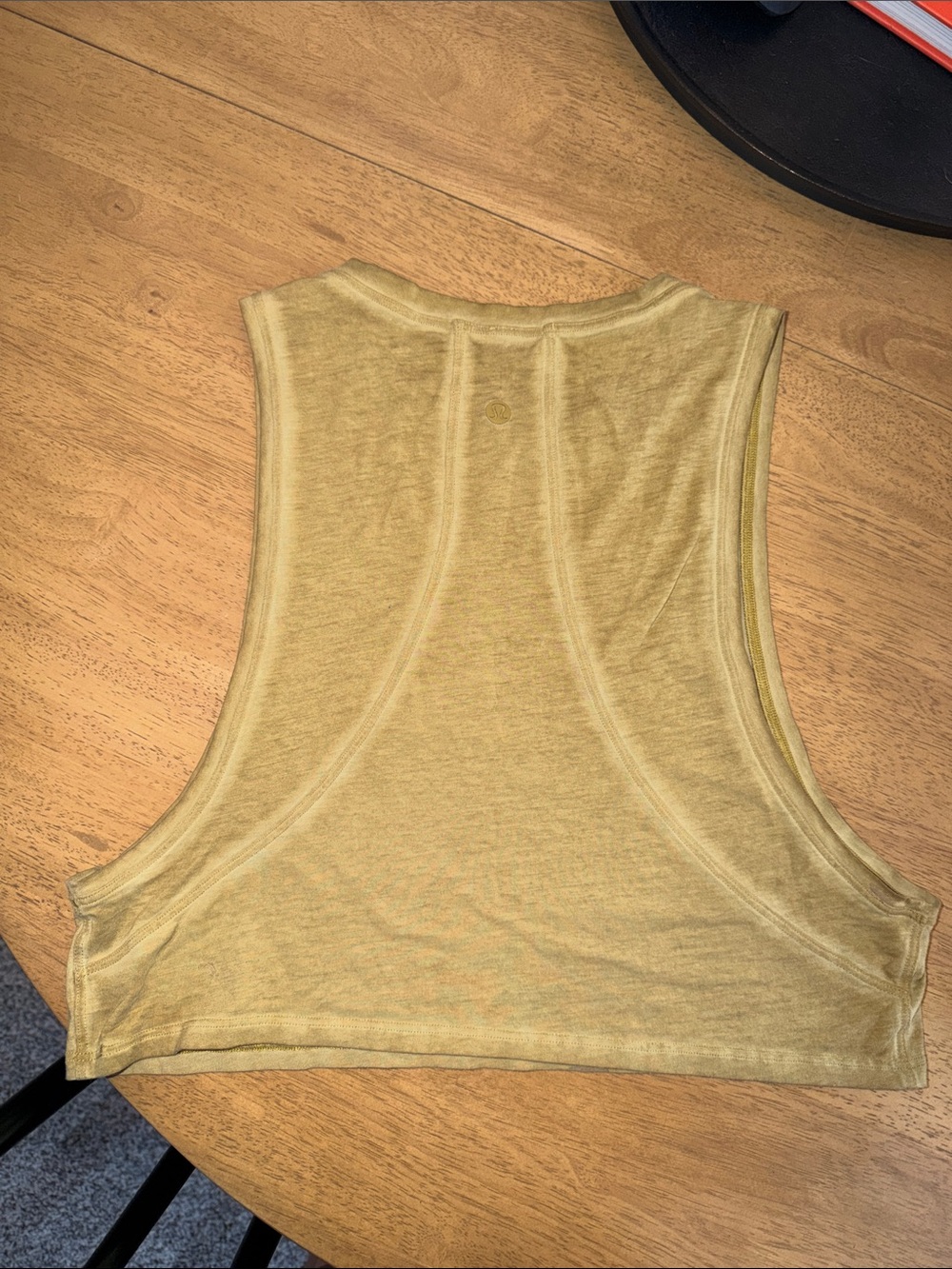 Lululemon Sleeveless Crop Tank Top - Light Olive - Picture 2 of 2